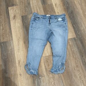 Lane Bryant Blue Ankle Jeans with Ruffle Detail